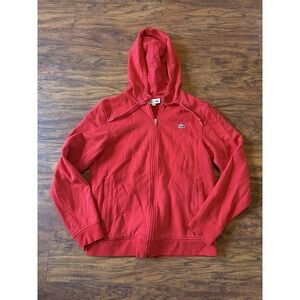 Lacoste Sport Red Full Zip Hoodie Jacket Pockets Women's Medium